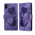 For Samsung Galaxy A07 4G / A06 4G Pen Heart Cat Embossed Leather Phone Case(Purple) - 1