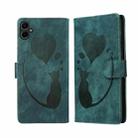 For Samsung Galaxy A07 4G / A06 4G Pen Heart Cat Embossed Leather Phone Case(Green) - 1