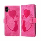 For Samsung Galaxy A07 4G / A06 4G Pen Heart Cat Embossed Leather Phone Case(Pink) - 1