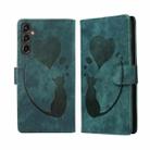 For Samsung Galaxy A17 5G / A26 5G Pen Heart Cat Embossed Leather Phone Case(Green) - 1
