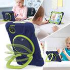 For Xiaomi Redmi Pad SE 8.7 Silicone Hybrid PC Tablet Case with Holder & Shoulder Strap(Navy Blue Lime) - 3
