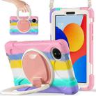 For Xiaomi Redmi Pad SE 8.7 Silicone Hybrid PC Tablet Case with Holder & Shoulder Strap(Colorful Pink) - 1