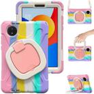 For Xiaomi Redmi Pad SE 8.7 Silicone Hybrid PC Tablet Case with Holder & Shoulder Strap(Colorful Pink) - 2