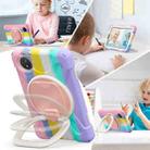 For Xiaomi Redmi Pad SE 8.7 Silicone Hybrid PC Tablet Case with Holder & Shoulder Strap(Colorful Pink) - 3