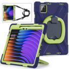 For Xiaomi Pad 7 / 7 Pro Silicone Hybrid PC Tablet Case with Holder & Shoulder Strap(Navy Blue Lime) - 1