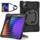 For Xiaomi Pad 7 / 7 Pro Silicone Hybrid PC Tablet Case with Holder & Shoulder Strap(Black) - 1