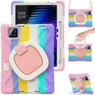 For Xiaomi Pad 7 / 7 Pro Silicone Hybrid PC Tablet Case with Holder & Shoulder Strap(Colorful Pink) - 2
