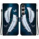 For Sony Xperia 1 VI Crystal Texture Colored Drawing Leather Phone Case(White Butterfly Feathers) - 1