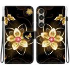 For Sony Xperia 1 VI Crystal Texture Colored Drawing Leather Phone Case(Gold Flower) - 1