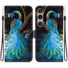 For Sony Xperia 1 VI Crystal Texture Colored Drawing Leather Phone Case(Peacock) - 1