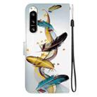 For Sony Xperia 5 VI Crystal Texture Colored Drawing Leather Phone Case(Gold Butterfly Feathers) - 3