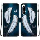 For Sony Xperia 5 VI Crystal Texture Colored Drawing Leather Phone Case(White Butterfly Feathers) - 1