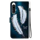 For Sony Xperia 5 VI Crystal Texture Colored Drawing Leather Phone Case(White Butterfly Feathers) - 3