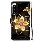 For Sony Xperia 5 VI Crystal Texture Colored Drawing Leather Phone Case(Gold Flower) - 3