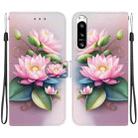 For Sony Xperia 5 VI Crystal Texture Colored Drawing Leather Phone Case(Lotus) - 1