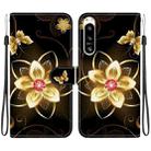 For Sony Xperia 10 VI Crystal Texture Colored Drawing Leather Phone Case(Gold Flower) - 1