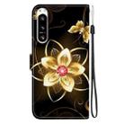 For Sony Xperia 10 VI Crystal Texture Colored Drawing Leather Phone Case(Gold Flower) - 3