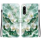 For Sony Xperia 10 VI Crystal Texture Colored Drawing Leather Phone Case(Jade Flowers) - 1