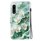 For Sony Xperia 10 VI Crystal Texture Colored Drawing Leather Phone Case(Jade Flowers) - 3