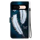 For Google Pixel 8a Crystal Texture Colored Drawing Leather Phone Case(White Butterfly Feathers) - 3