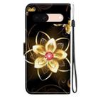 For Google Pixel 8a Crystal Texture Colored Drawing Leather Phone Case(Gold Flower) - 3