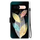 For Google Pixel 8a Crystal Texture Colored Drawing Leather Phone Case(Colored Leaves) - 3