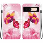 For Google Pixel 8a Crystal Texture Colored Drawing Leather Phone Case(Pink Butterflies) - 1