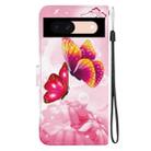 For Google Pixel 8a Crystal Texture Colored Drawing Leather Phone Case(Pink Butterflies) - 3