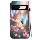For Google Pixel 8a Crystal Texture Colored Drawing Leather Phone Case(Butterfly Love Flower) - 3