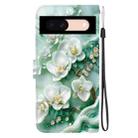 For Google Pixel 8a Crystal Texture Colored Drawing Leather Phone Case(Jade Flowers) - 3