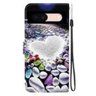 For Google Pixel 8a Crystal Texture Colored Drawing Leather Phone Case(Heart Shaped) - 3