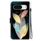 For Google Pixel 8 Crystal Texture Colored Drawing Leather Phone Case(Colored Leaves) - 3