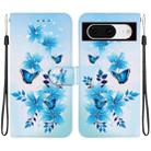 For Google Pixel 8 Crystal Texture Colored Drawing Leather Phone Case(Blue Butterflies) - 1