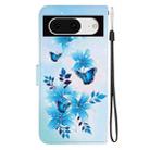 For Google Pixel 8 Crystal Texture Colored Drawing Leather Phone Case(Blue Butterflies) - 3