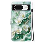 For Google Pixel 8 Crystal Texture Colored Drawing Leather Phone Case(Jade Flowers) - 3