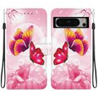 For Google Pixel 8 Pro Crystal Texture Colored Drawing Leather Phone Case(Pink Butterflies) - 1