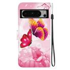 For Google Pixel 8 Pro Crystal Texture Colored Drawing Leather Phone Case(Pink Butterflies) - 3