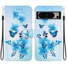 For Google Pixel 8 Pro Crystal Texture Colored Drawing Leather Phone Case(Blue Butterflies) - 1