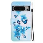 For Google Pixel 8 Pro Crystal Texture Colored Drawing Leather Phone Case(Blue Butterflies) - 3