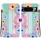 For Google Pixel 8 Pro Crystal Texture Colored Drawing Leather Phone Case(Sunflowers) - 1