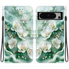 For Google Pixel 8 Pro Crystal Texture Colored Drawing Leather Phone Case(Jade Flowers) - 1