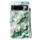 For Google Pixel 8 Pro Crystal Texture Colored Drawing Leather Phone Case(Jade Flowers) - 3