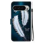 For Google Pixel 9 / 9 Pro Crystal Texture Colored Drawing Leather Phone Case(White Butterfly Feathers) - 3