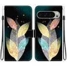 For Google Pixel 9 / 9 Pro Crystal Texture Colored Drawing Leather Phone Case(Colored Leaves) - 1