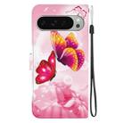 For Google Pixel 9 / 9 Pro Crystal Texture Colored Drawing Leather Phone Case(Pink Butterflies) - 3