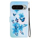 For Google Pixel 9 / 9 Pro Crystal Texture Colored Drawing Leather Phone Case(Blue Butterflies) - 3