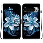 For Google Pixel 9 / 9 Pro Crystal Texture Colored Drawing Leather Phone Case(Black Orchid) - 1