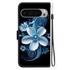 For Google Pixel 9 / 9 Pro Crystal Texture Colored Drawing Leather Phone Case(Black Orchid) - 3