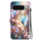 For Google Pixel 9 / 9 Pro Crystal Texture Colored Drawing Leather Phone Case(Butterfly Love Flower) - 3