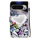 For Google Pixel 9 / 9 Pro Crystal Texture Colored Drawing Leather Phone Case(Heart Shaped) - 3